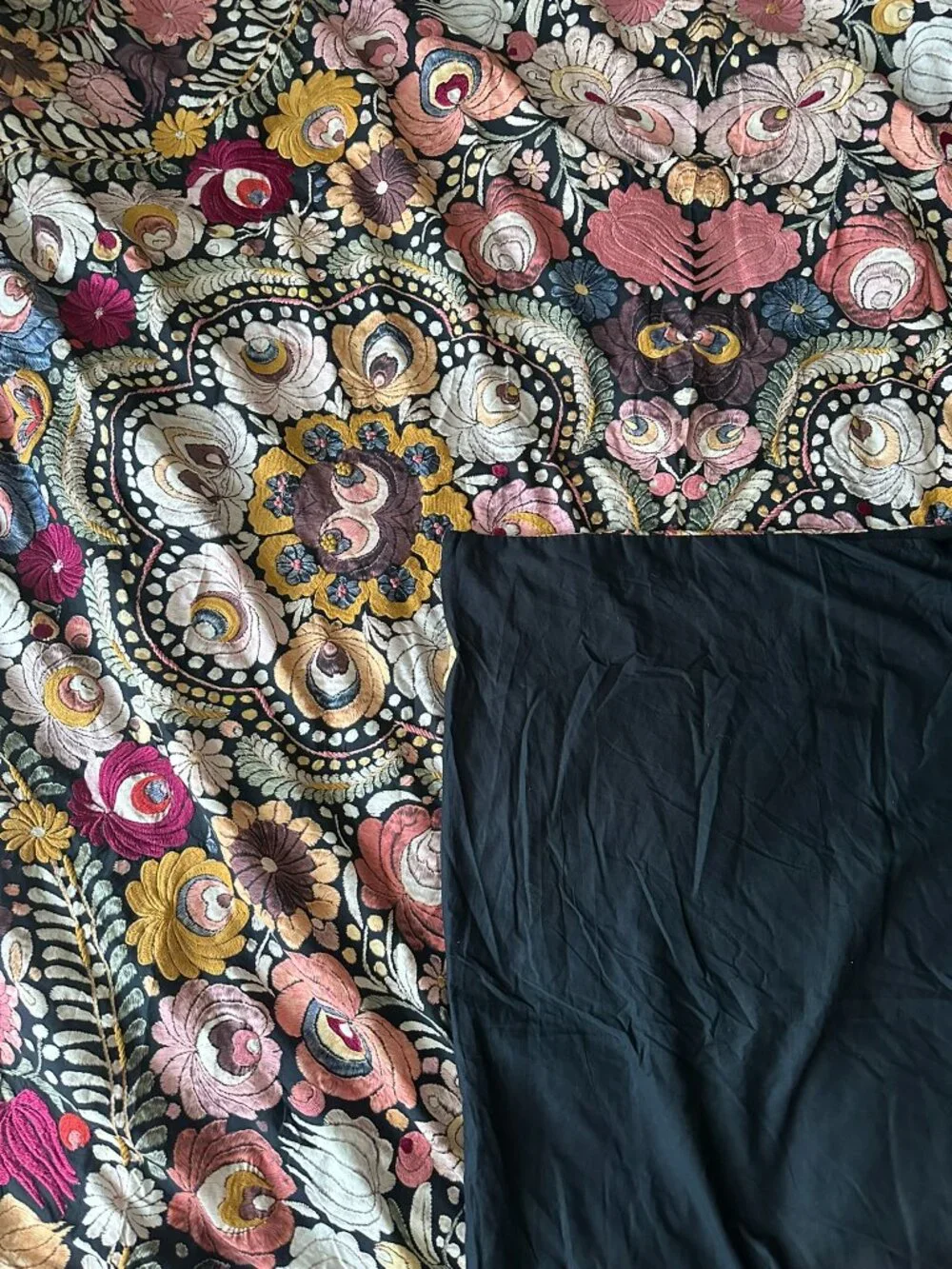 NEW! POTTERY BARN Helena Embroidered Floral Percale Duvet Cover FULL/QUEEN BOHO